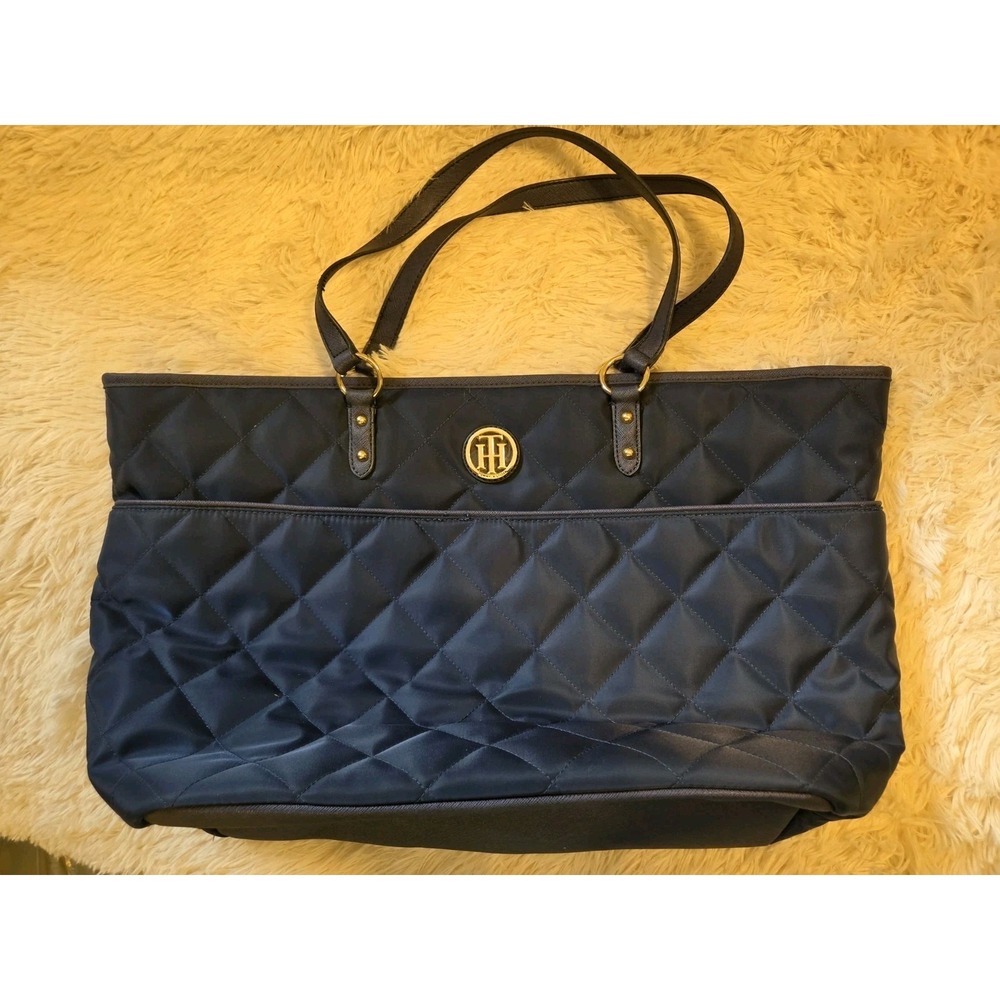 Tommy Hilfiger Quilted tote bag Navy 14" X 12" X 7"